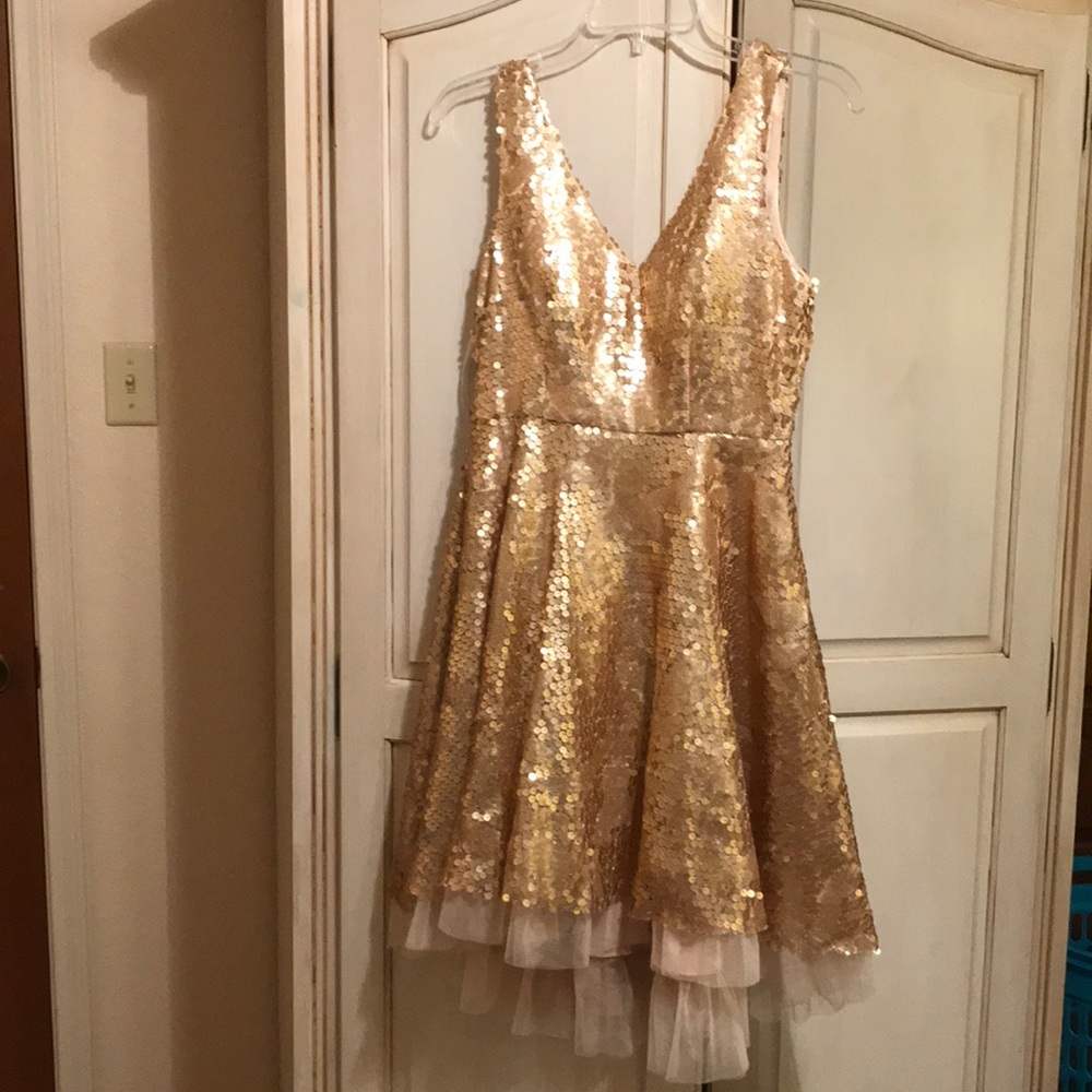 ModCloth Minuet Gold Sequined Dress Size S